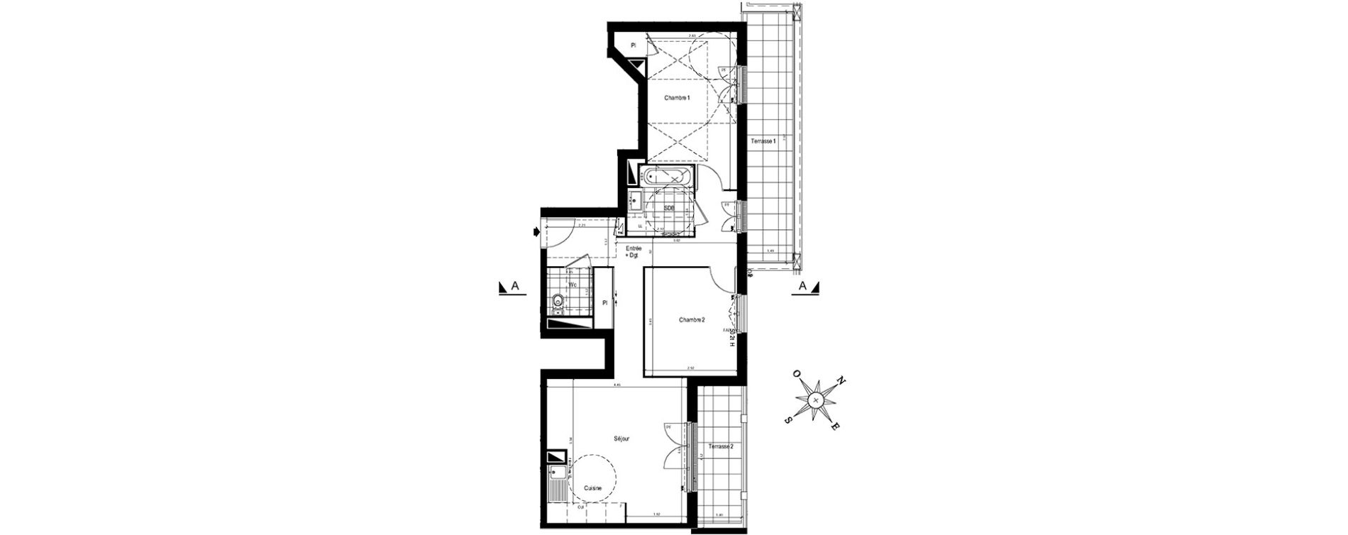 Appartement T3 de 63,98 m2 au Blanc-Mesnil Centre