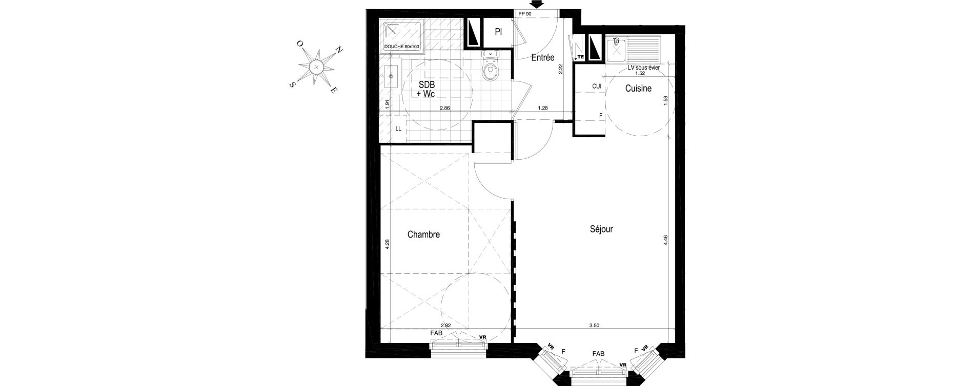 Appartement T2 de 43,94 m2 au Blanc-Mesnil Centre