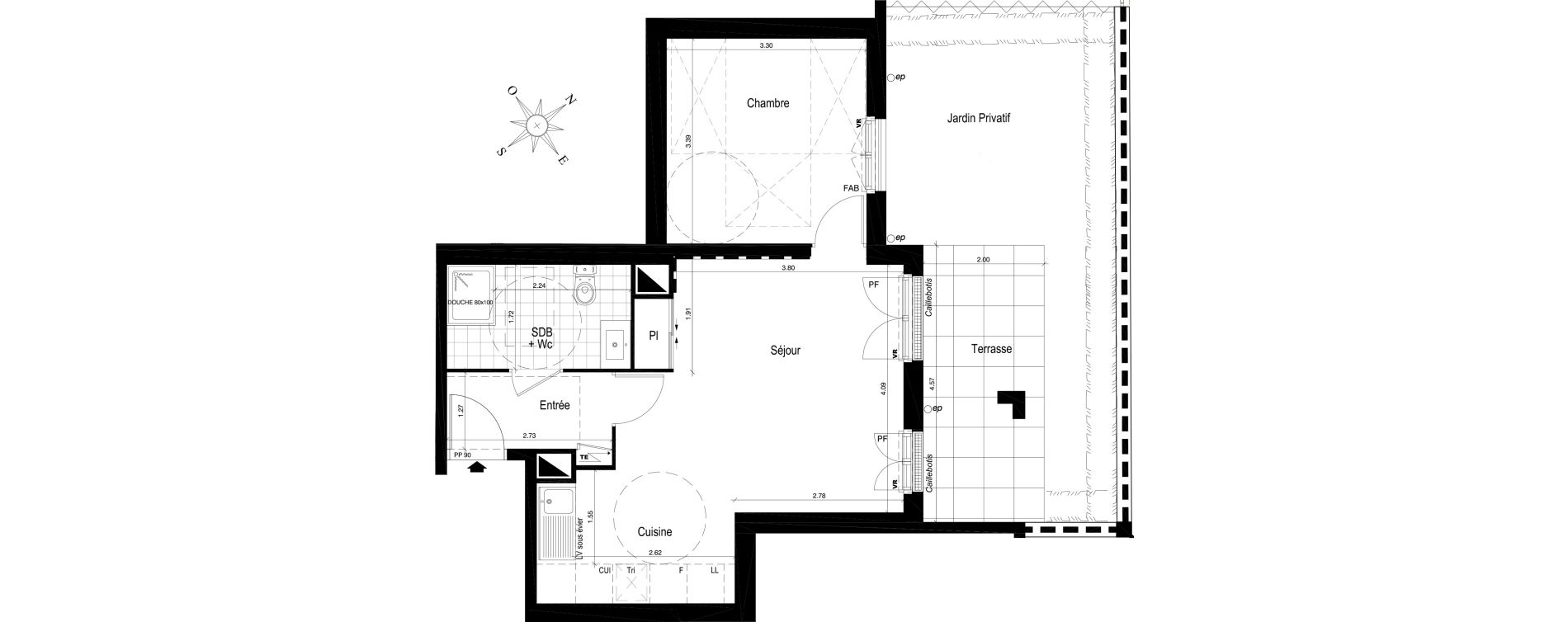 Appartement T2 de 44,49 m2 au Blanc-Mesnil Centre