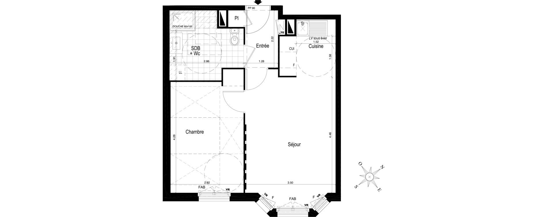 Appartement T2 de 43,94 m2 au Blanc-Mesnil Centre