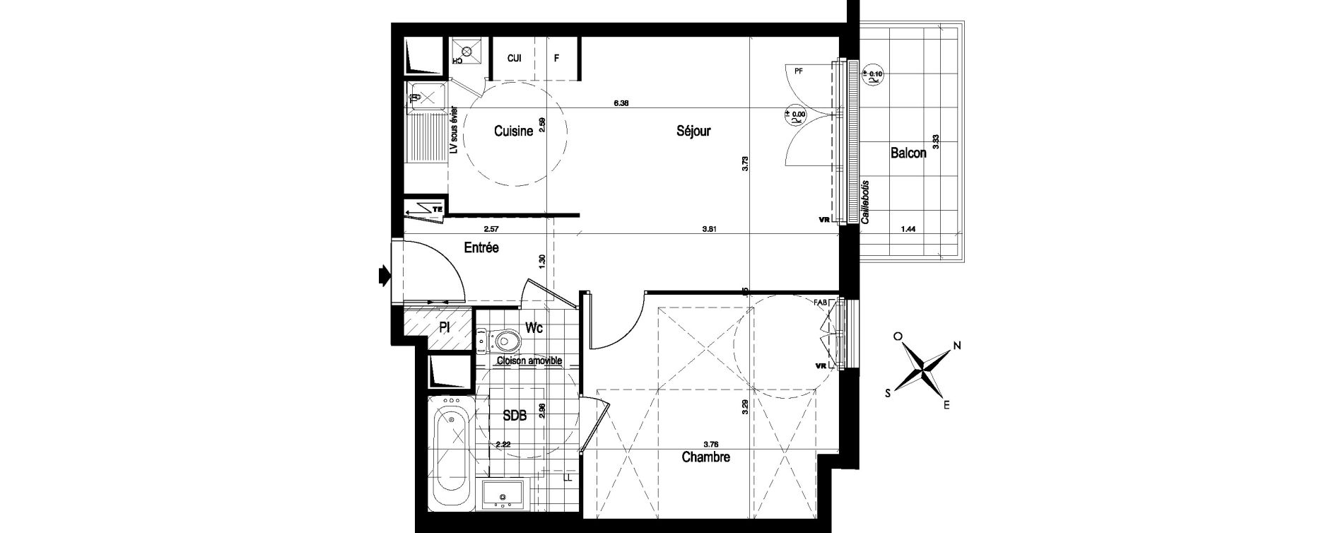 Appartement T2 de 41,87 m2 au Blanc-Mesnil Centre