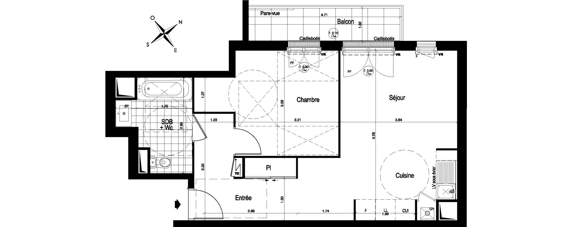 Appartement T2 de 46,24 m2 au Blanc-Mesnil Centre