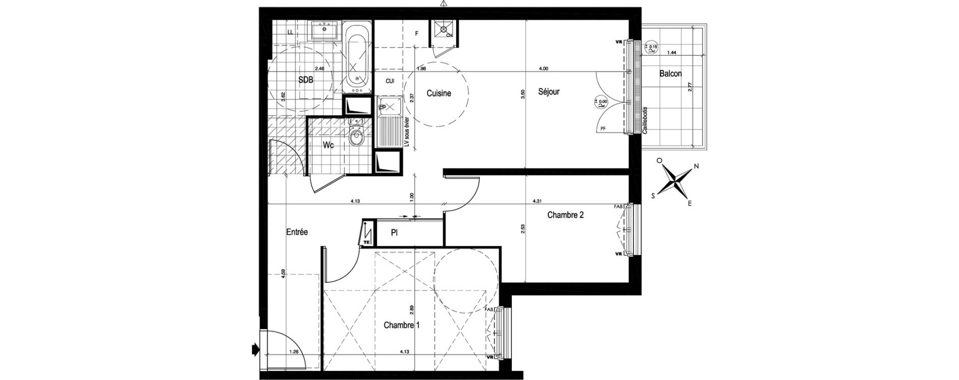Appartement T3 de 61,01 m2 au Blanc-Mesnil Centre