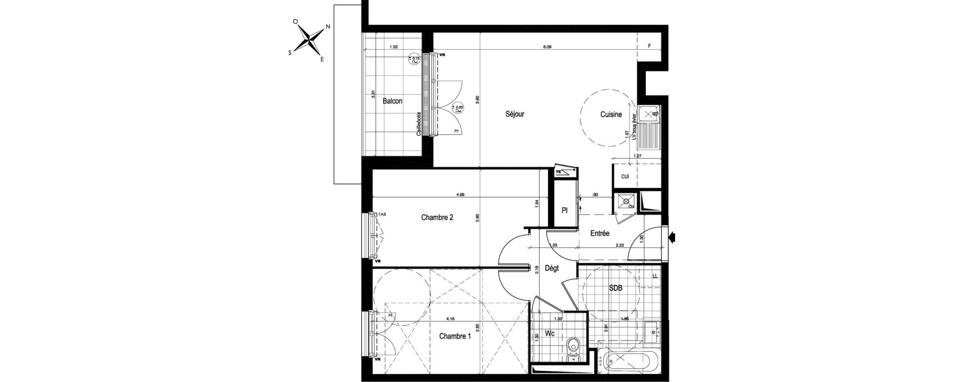 Appartement T3 de 60,89 m2 au Blanc-Mesnil Centre