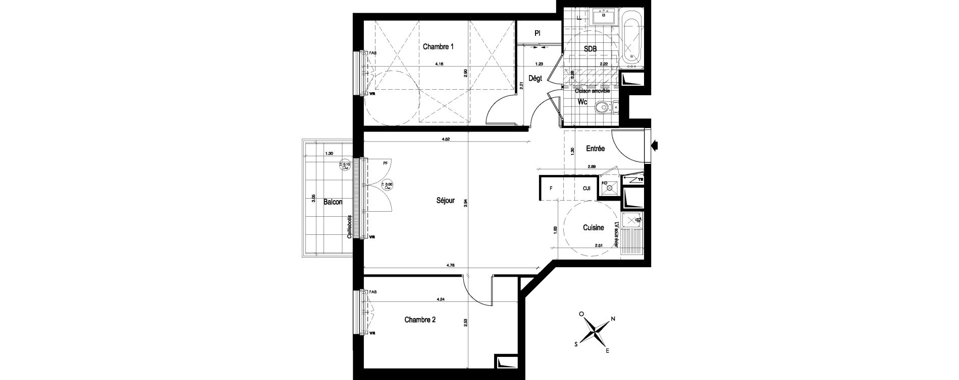 Appartement T3 de 60,59 m2 au Blanc-Mesnil Centre