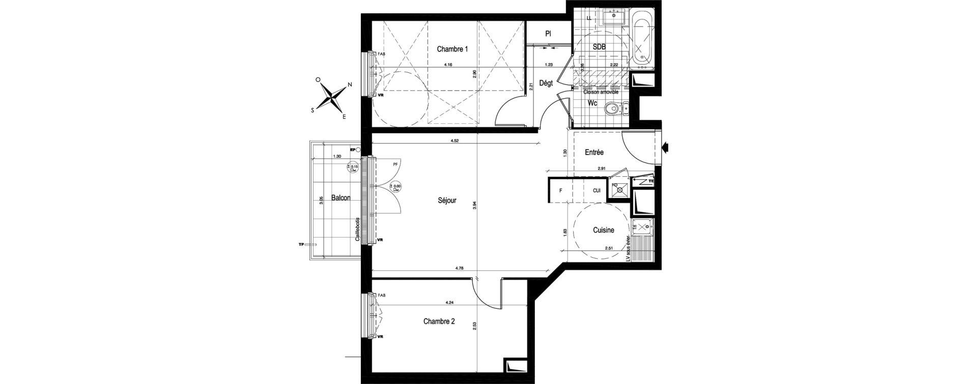 Appartement T3 de 60,49 m2 au Blanc-Mesnil Centre