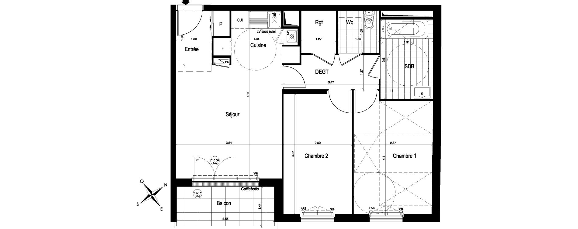 Appartement T3 de 60,92 m2 au Blanc-Mesnil Centre