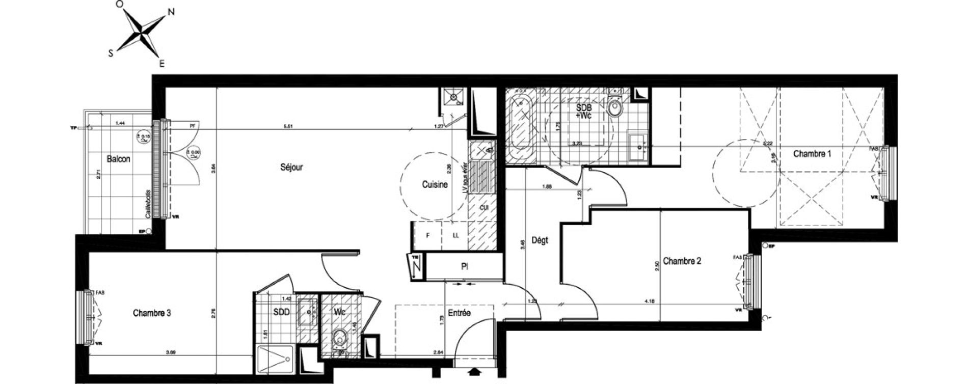 Appartement T4 de 86,80 m2 au Blanc-Mesnil Centre