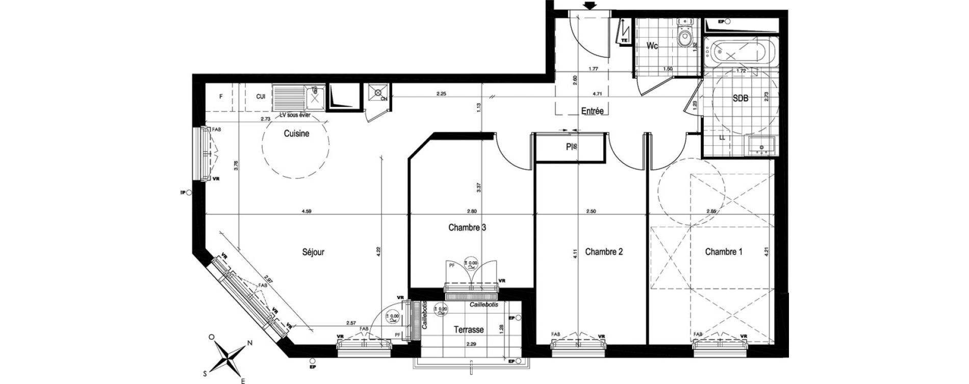 Appartement T4 de 75,24 m2 au Blanc-Mesnil Centre
