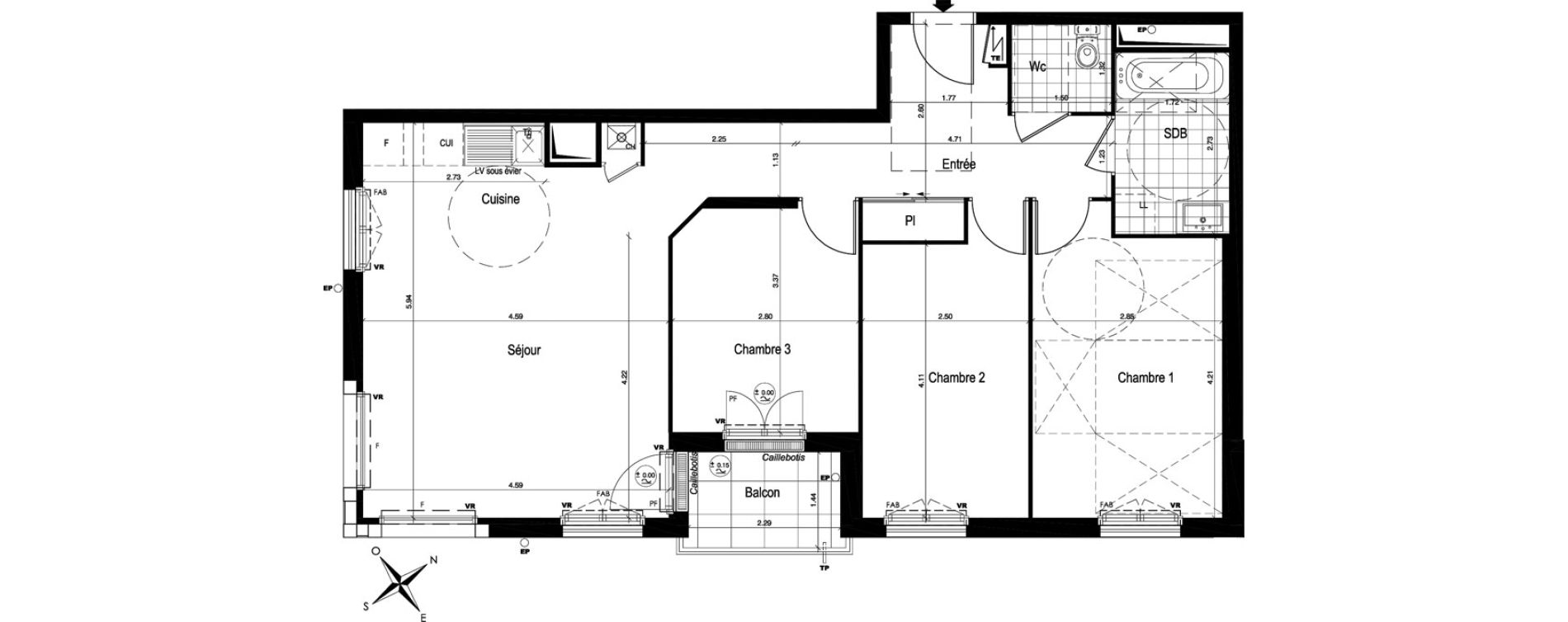 Appartement T4 de 77,45 m2 au Blanc-Mesnil Centre