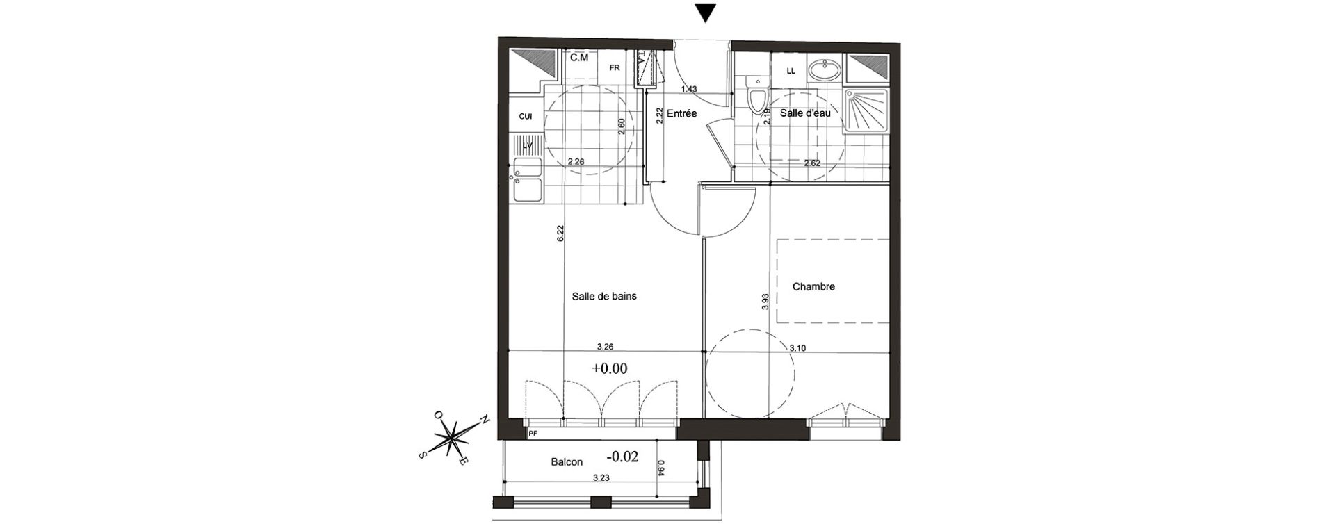 Appartement T2 de 37,74 m2 au Blanc-Mesnil Centre