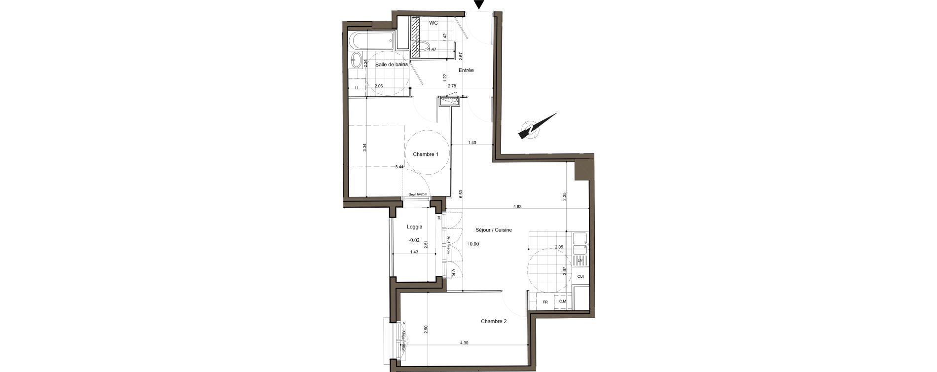 Appartement T3 de 58,08 m2 au Blanc-Mesnil Centre