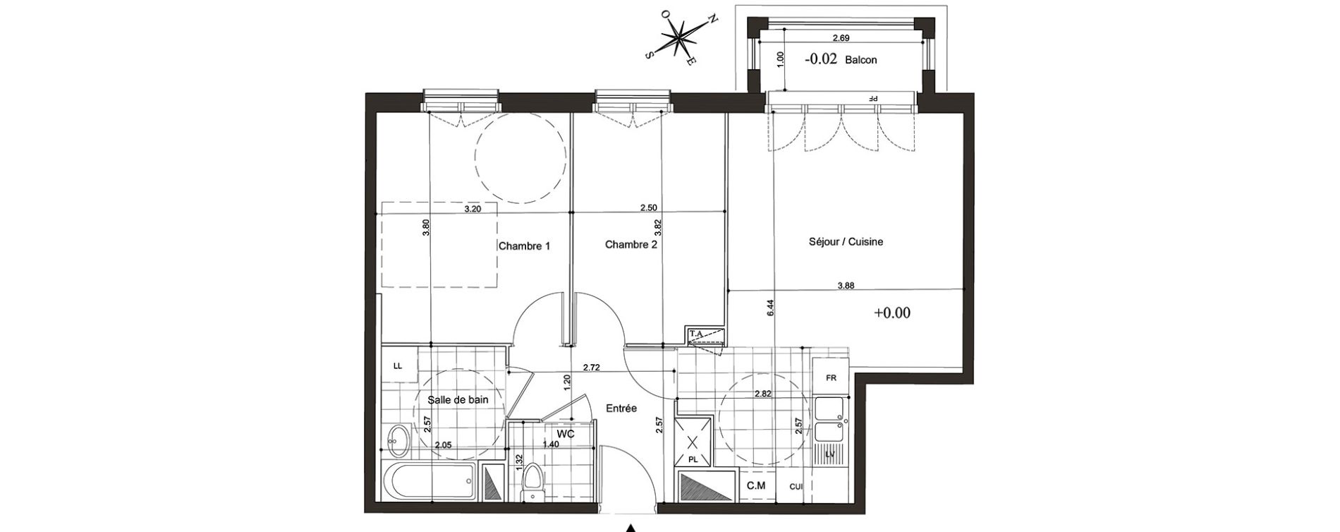 Appartement T3 de 55,46 m2 au Blanc-Mesnil Centre