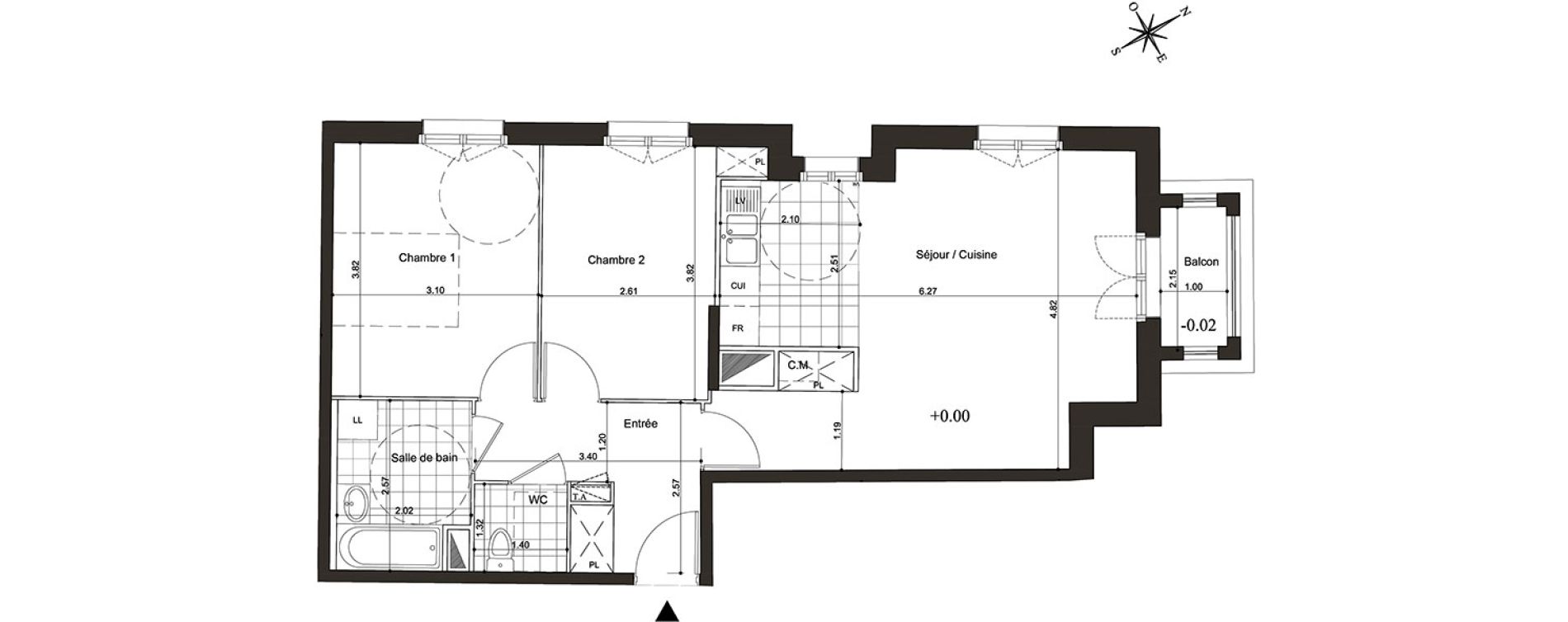 Appartement T3 de 62,84 m2 au Blanc-Mesnil Centre