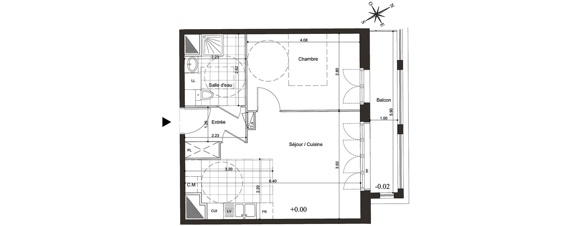 Appartement T2 de 41,30 m2 au Blanc-Mesnil Centre