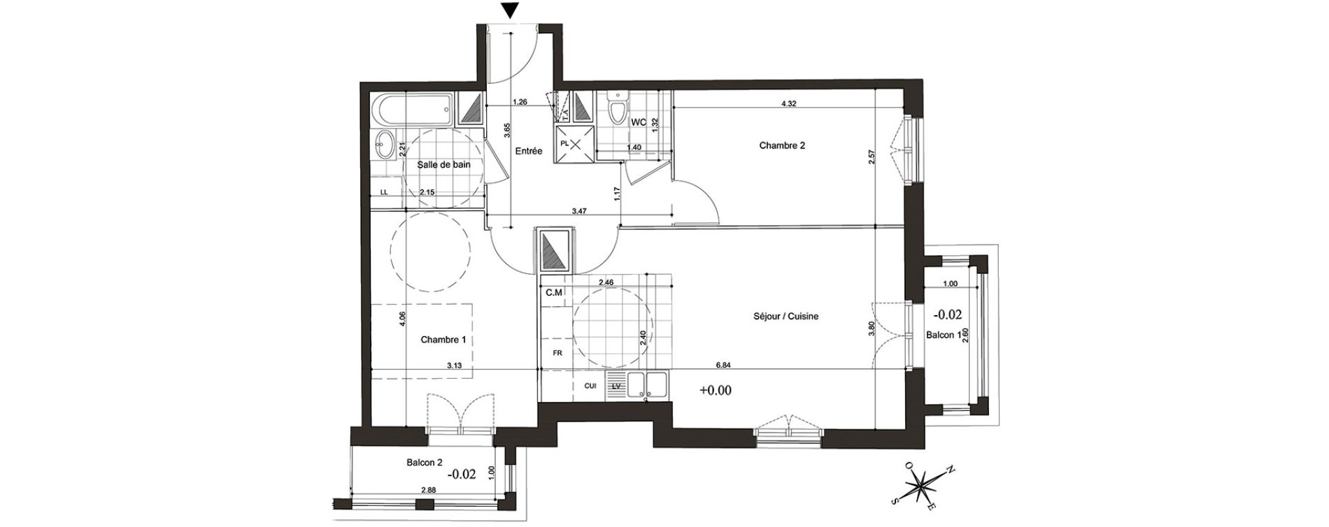 Appartement T3 de 61,45 m2 au Blanc-Mesnil Centre