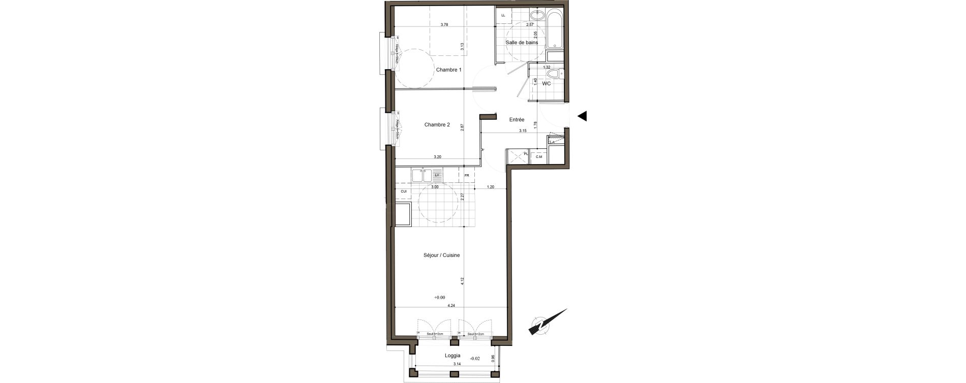 Appartement T3 de 62,89 m2 au Blanc-Mesnil Centre