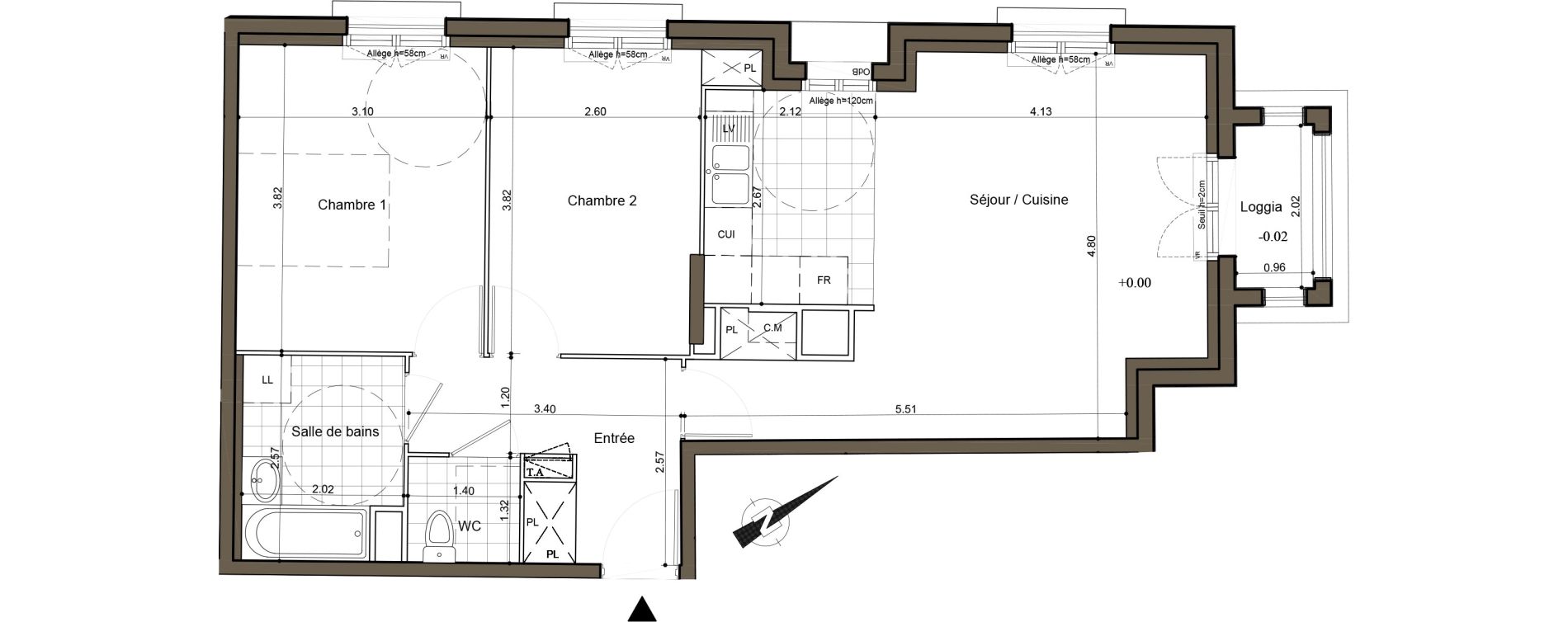 Appartement T3 de 62,88 m2 au Blanc-Mesnil Centre