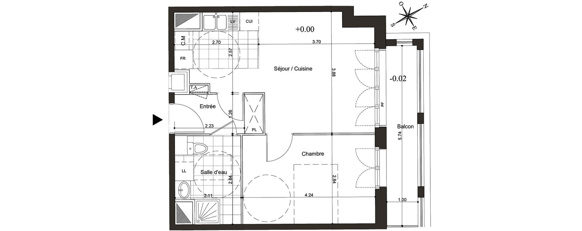 Appartement T2 de 40,58 m2 au Blanc-Mesnil Centre
