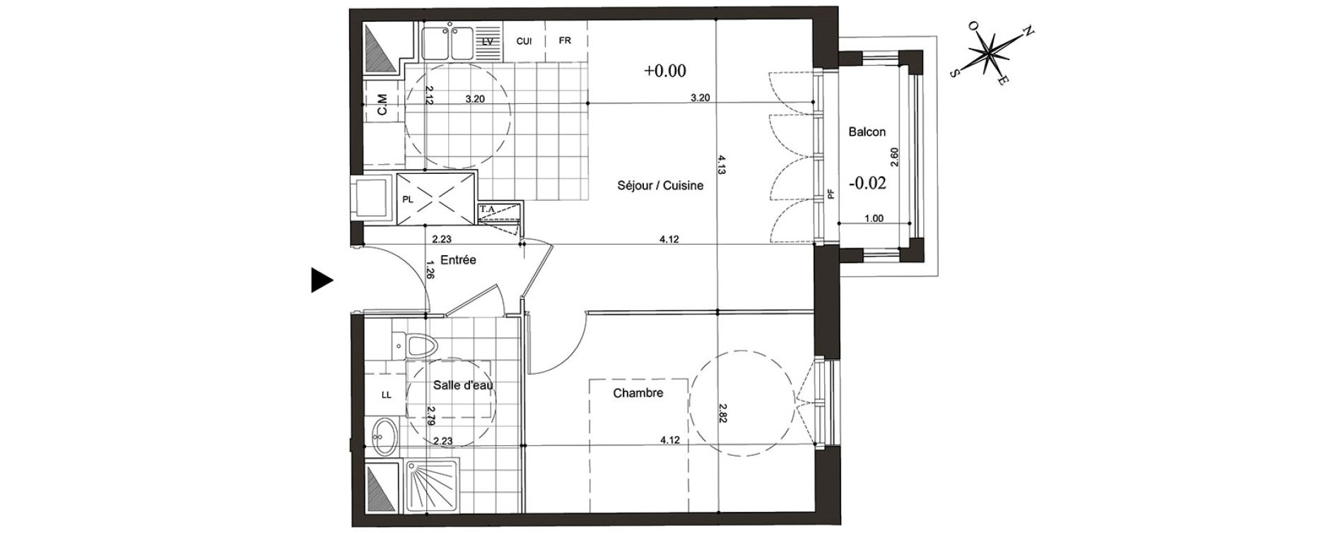 Appartement T2 de 42,56 m2 au Blanc-Mesnil Centre