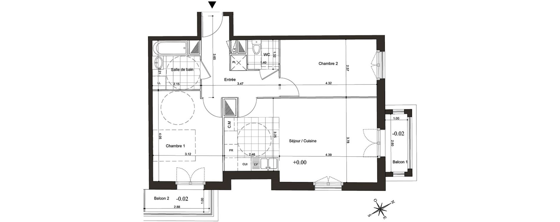 Appartement T3 de 61,45 m2 au Blanc-Mesnil Centre