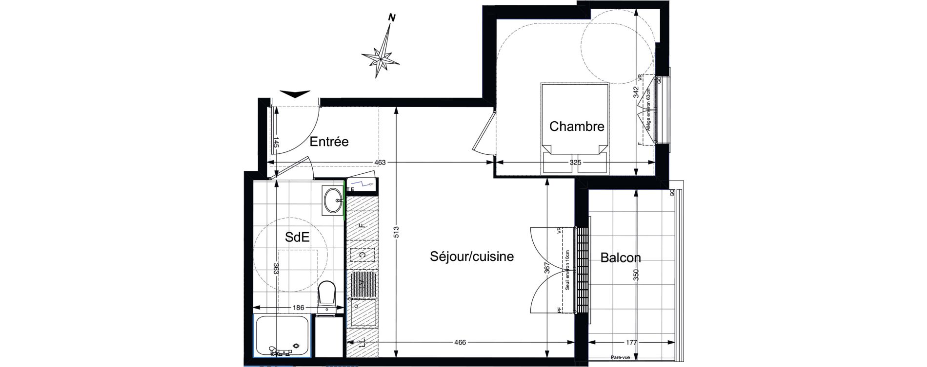 Appartement T2 de 40,48 m2 au Blanc-Mesnil Gare