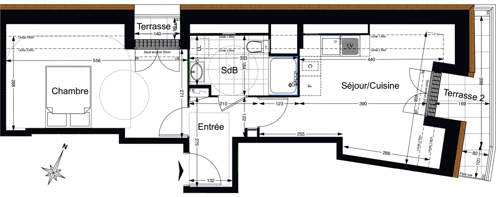 Appartement T2 de 41,47 m2 au Blanc-Mesnil Gare