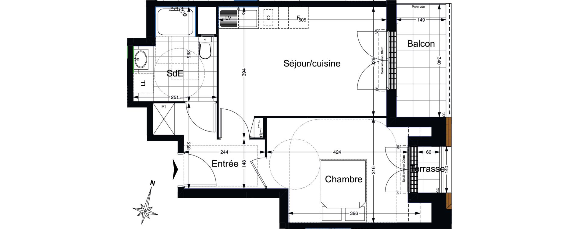 Appartement T2 de 41,66 m2 au Blanc-Mesnil Gare
