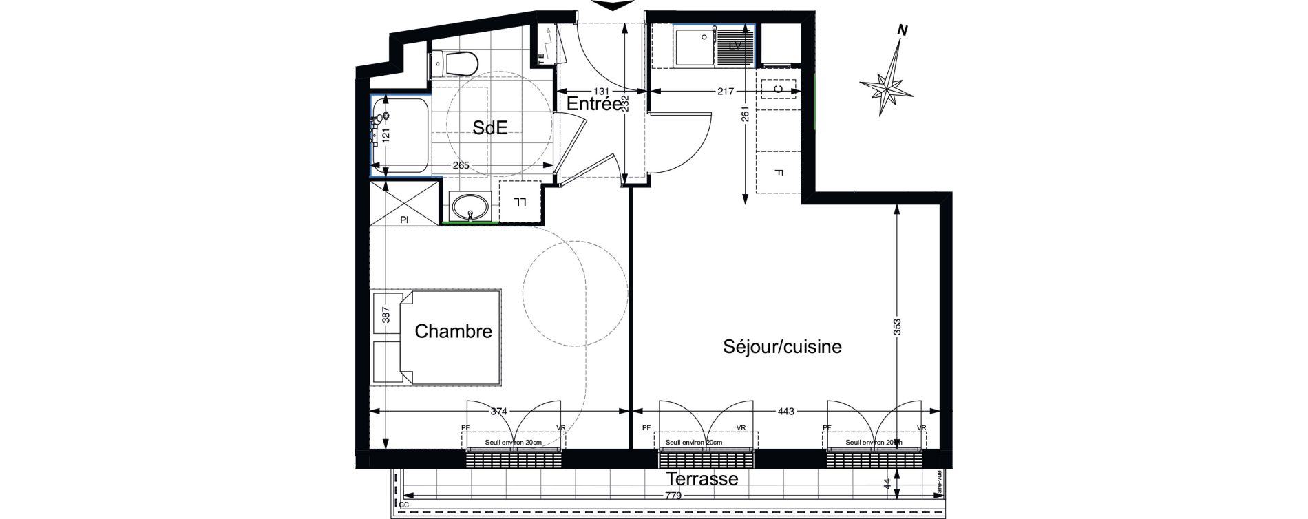 Appartement T2 de 42,91 m2 au Blanc-Mesnil Gare