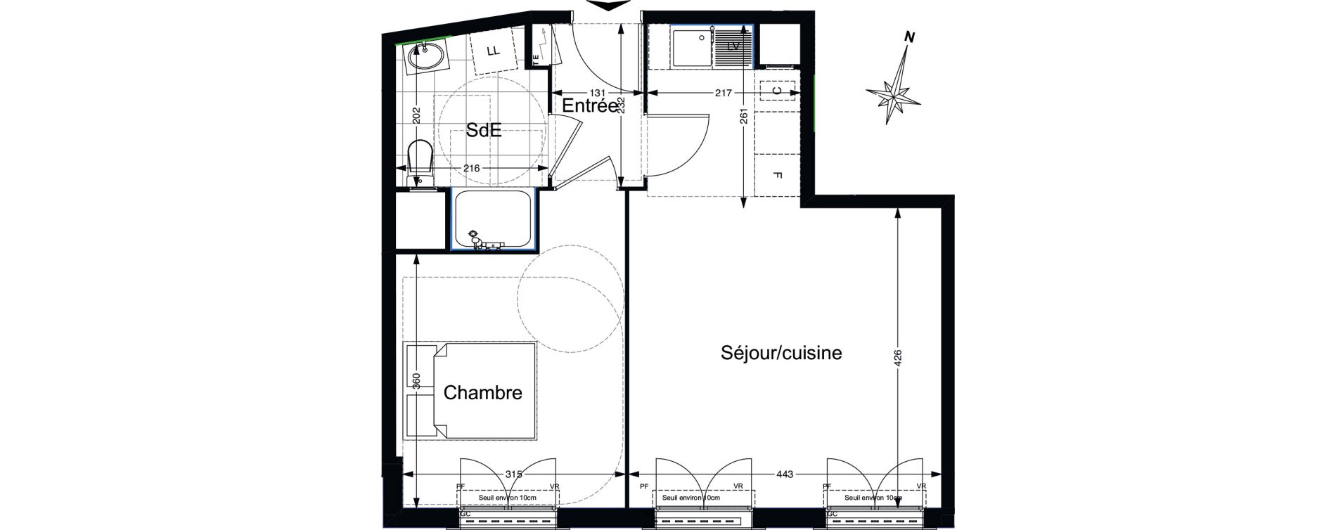 Appartement T2 de 45,52 m2 au Blanc-Mesnil Gare