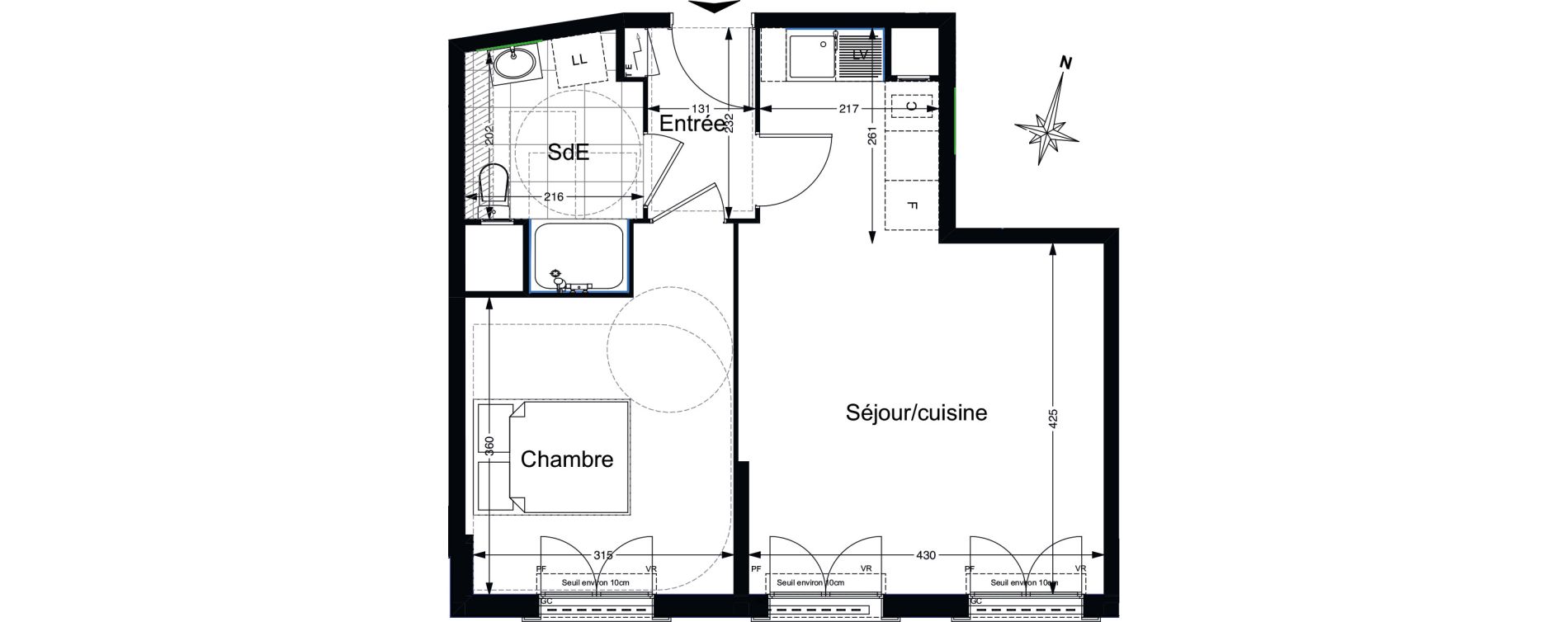 Appartement T2 de 45,31 m2 au Blanc-Mesnil Gare