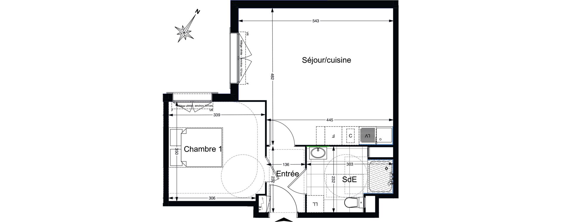 Appartement T2 de 45,47 m2 au Blanc-Mesnil Gare