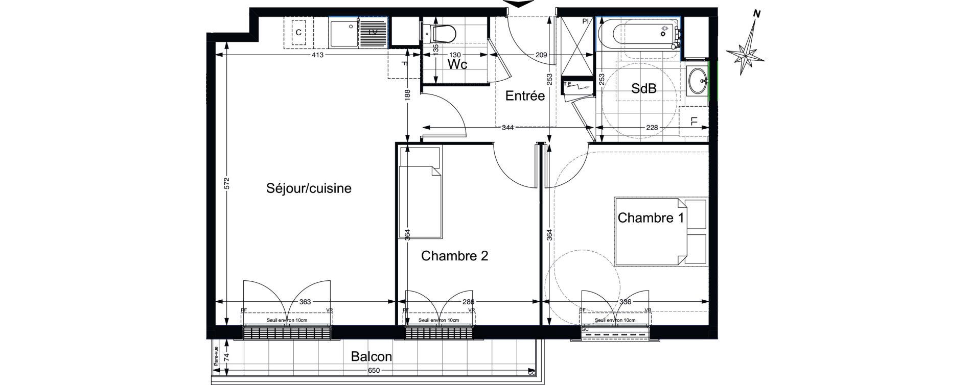 Appartement T3 de 59,30 m2 au Blanc-Mesnil Gare