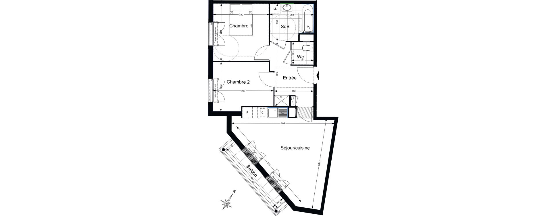 Appartement T3 de 58,93 m2 au Blanc-Mesnil Gare