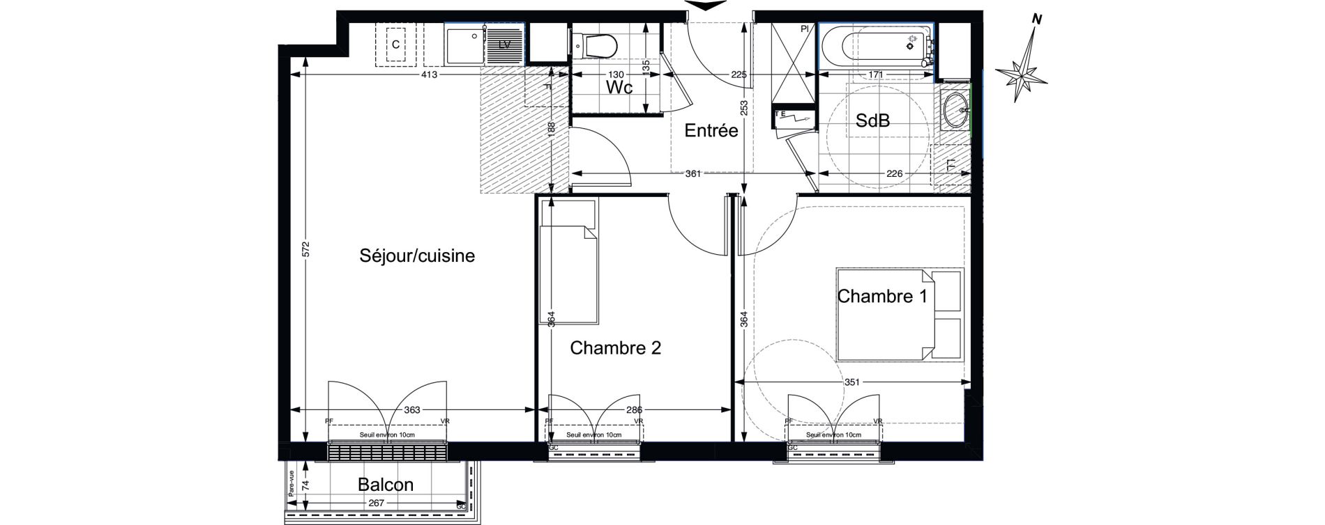 Appartement T3 de 60,15 m2 au Blanc-Mesnil Gare