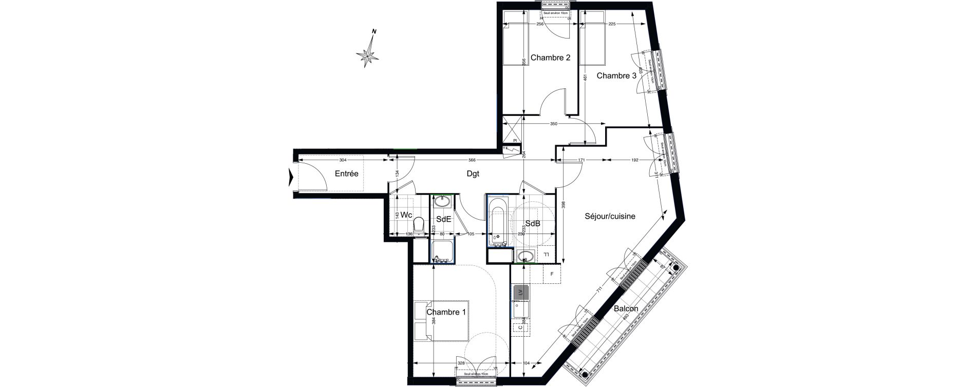 Appartement T4 de 84,48 m2 au Blanc-Mesnil Gare