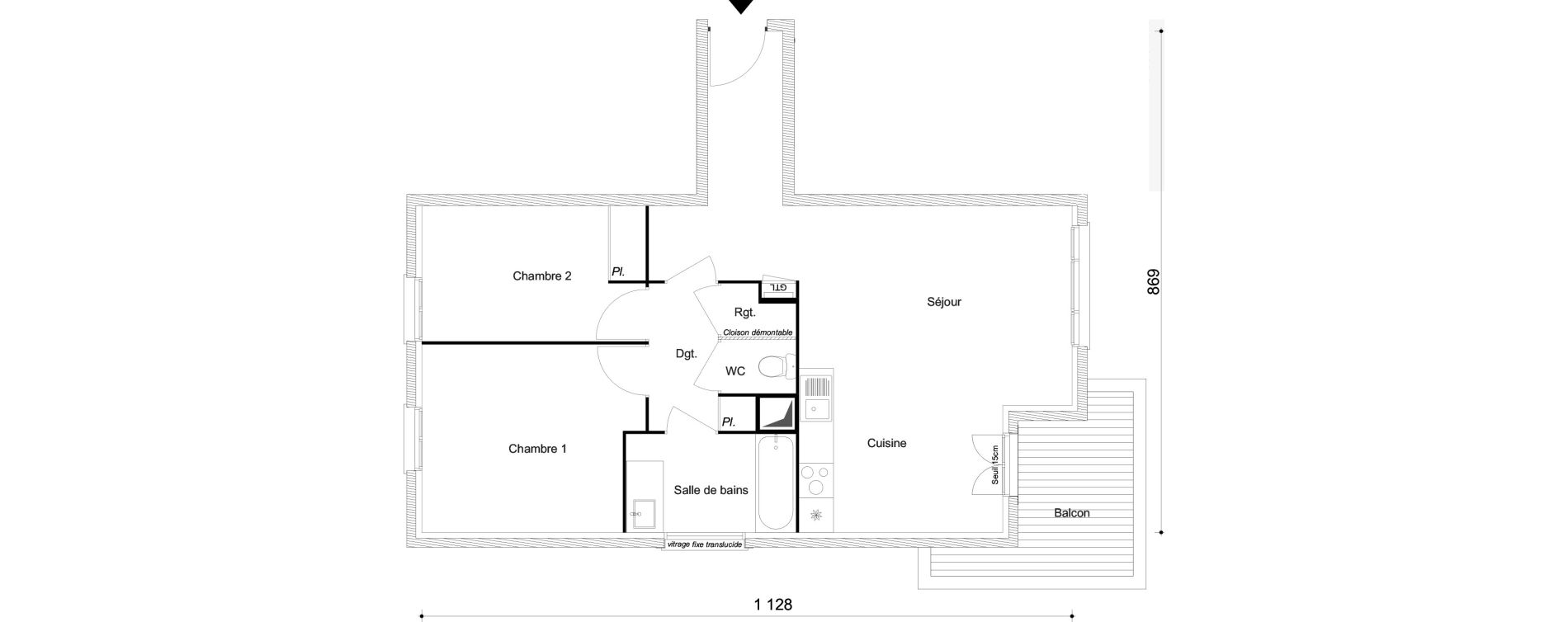 Appartement T3 de 63,28 m2 au Blanc-Mesnil Centre
