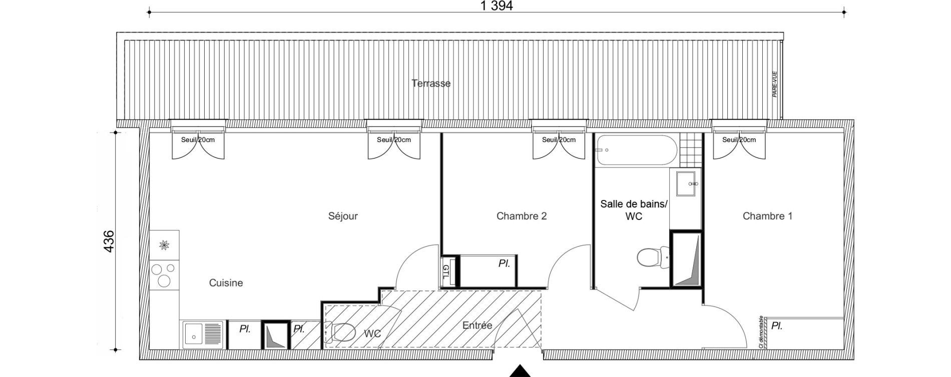 Appartement T3 de 58,40 m2 au Blanc-Mesnil Centre