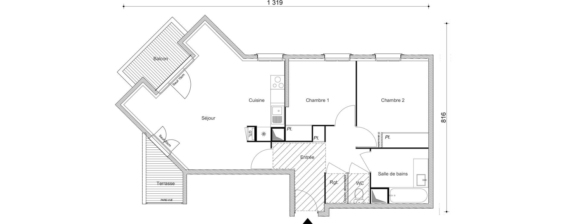Appartement T3 de 63,38 m2 au Blanc-Mesnil Centre