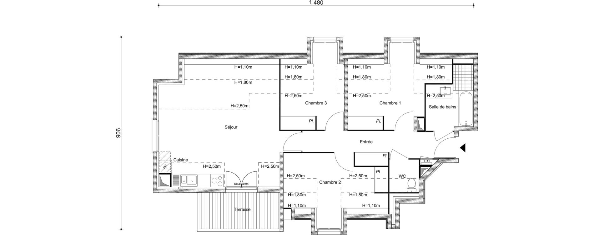 Appartement T4 de 74,63 m2 au Blanc-Mesnil Centre