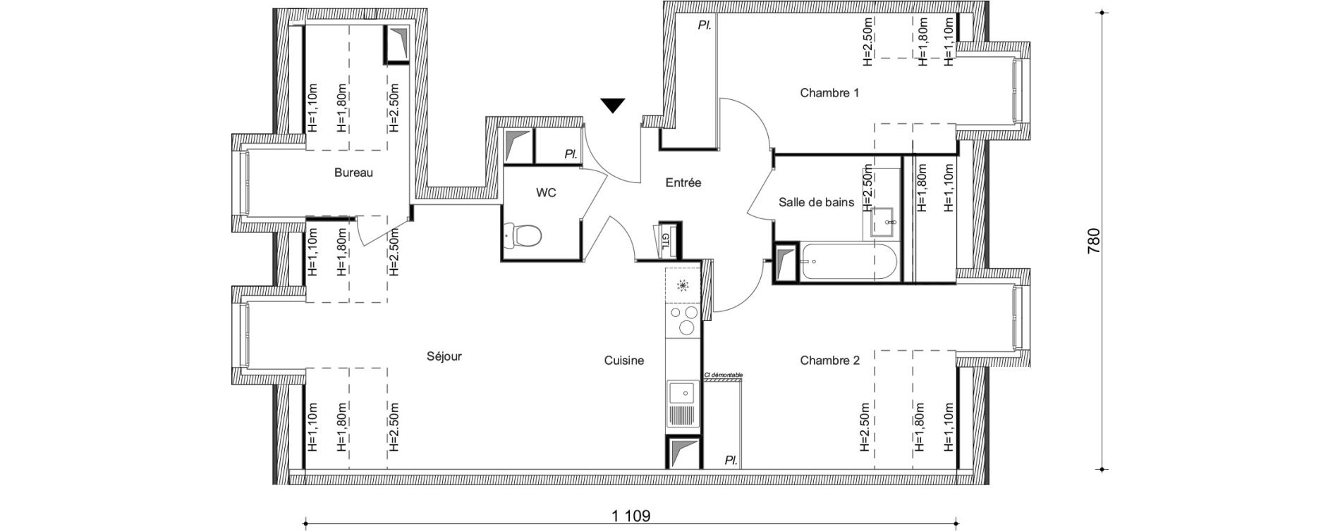 Appartement T3 bis de 68,06 m2 au Blanc-Mesnil Centre