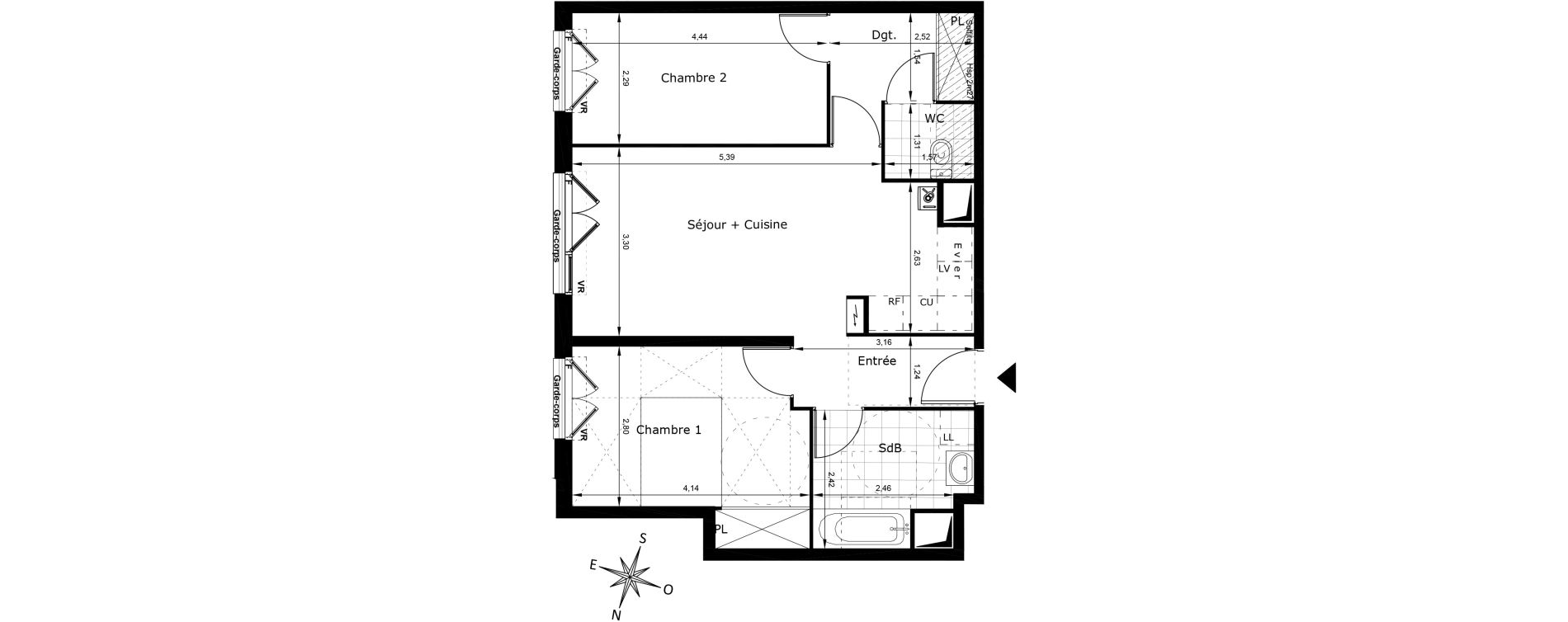 Appartement T3 de 60,26 m2 au Blanc-Mesnil Centre