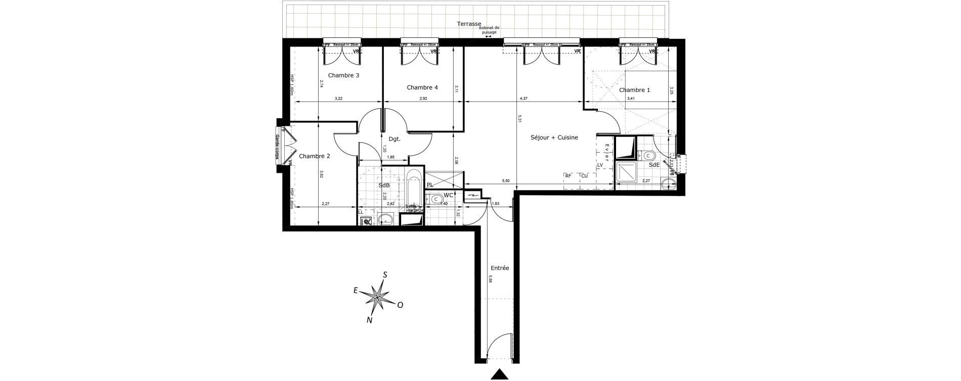 Appartement T5 de 88,56 m2 au Blanc-Mesnil Centre
