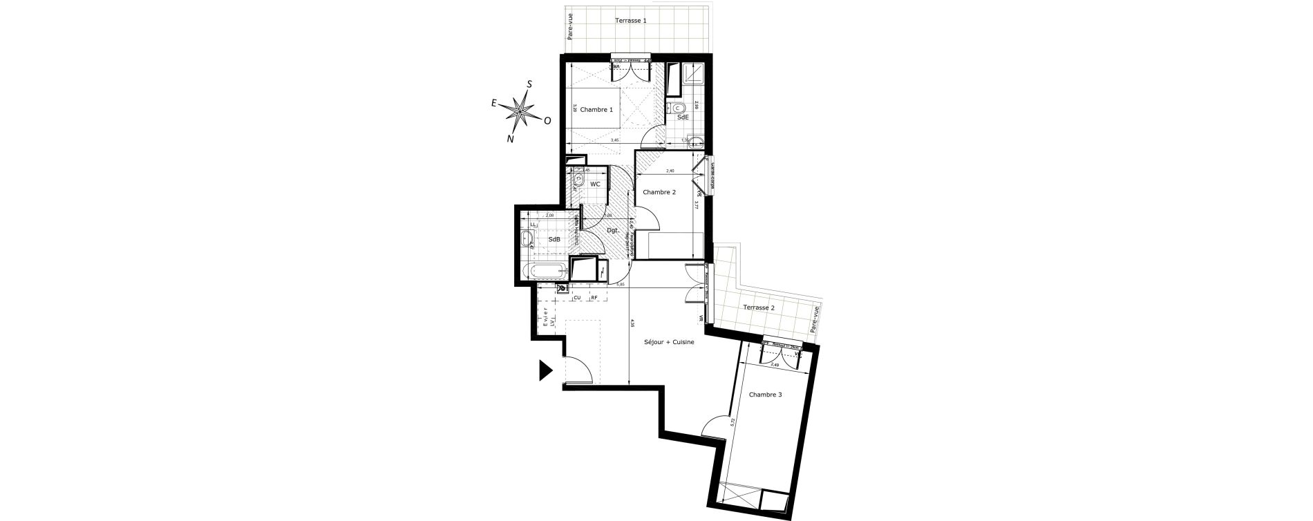 Appartement T4 de 76,54 m2 au Blanc-Mesnil Centre