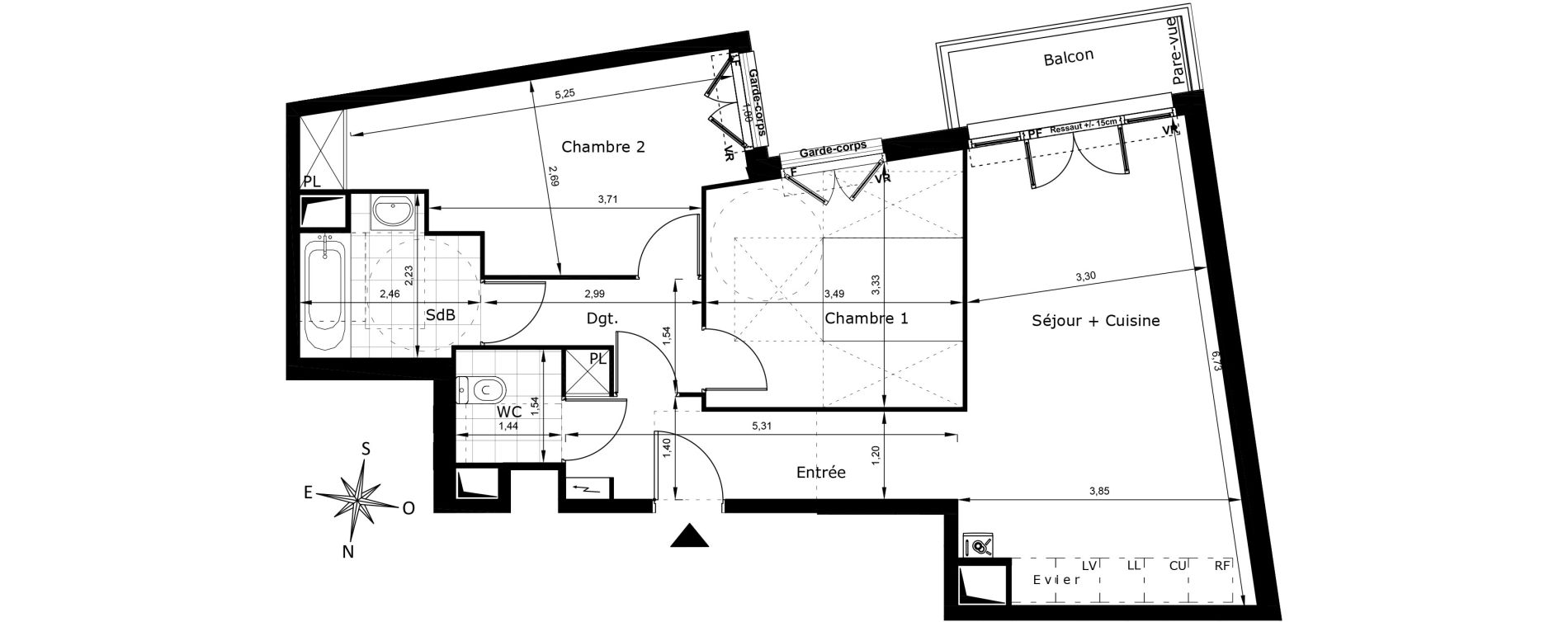 Appartement T3 de 63,17 m2 au Blanc-Mesnil Centre