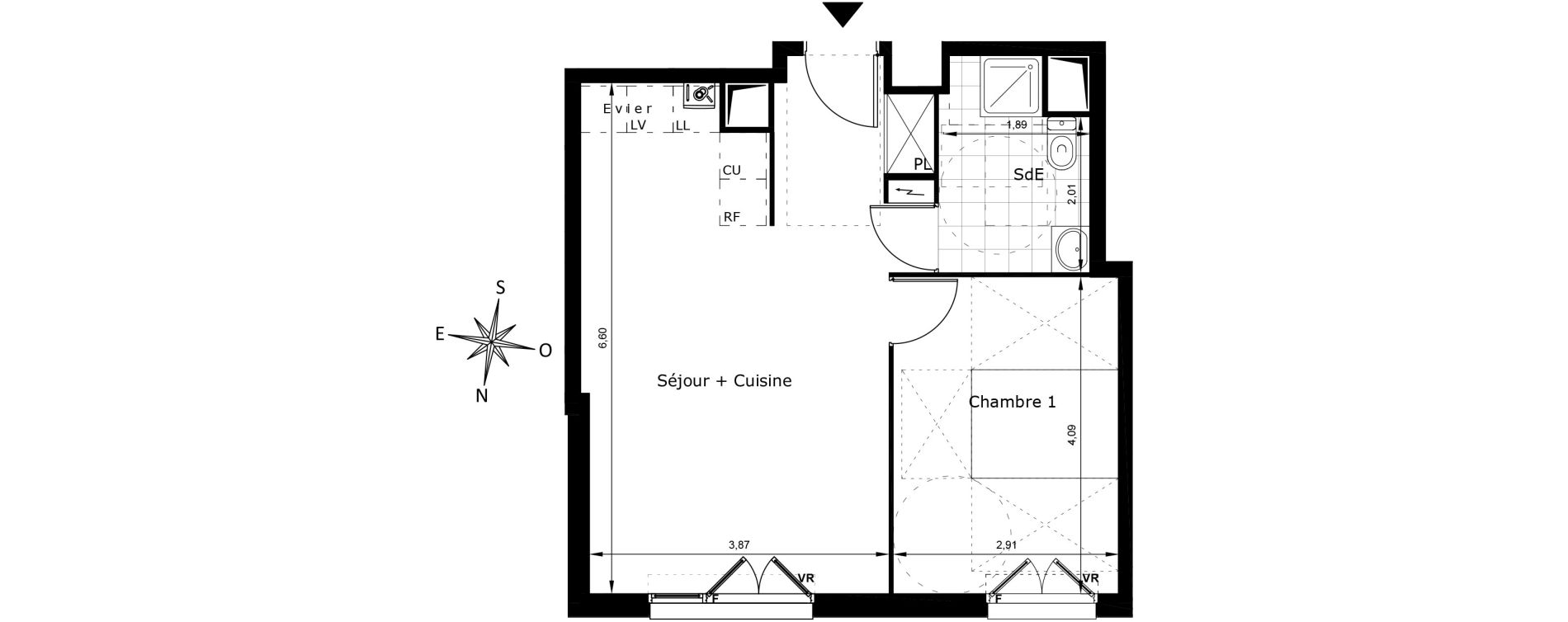 Appartement T2 de 43,87 m2 au Blanc-Mesnil Centre