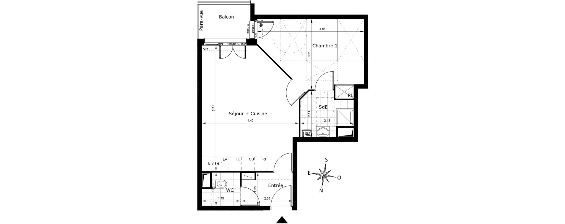 Appartement T2 de 46,69 m2 au Blanc-Mesnil Centre