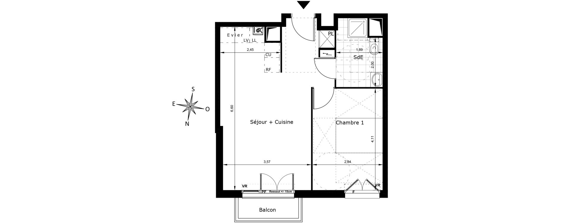 Appartement T2 de 42,35 m2 au Blanc-Mesnil Centre