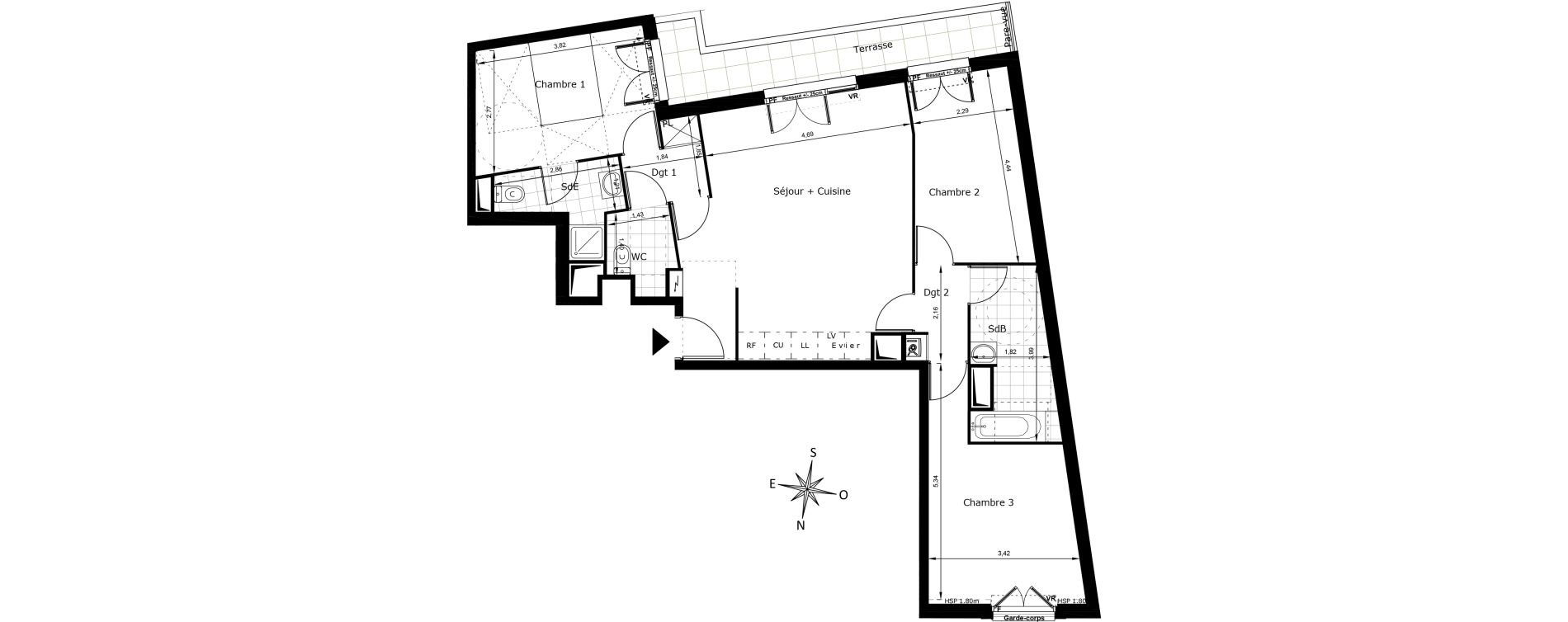 Appartement T4 de 82,93 m2 au Blanc-Mesnil Centre