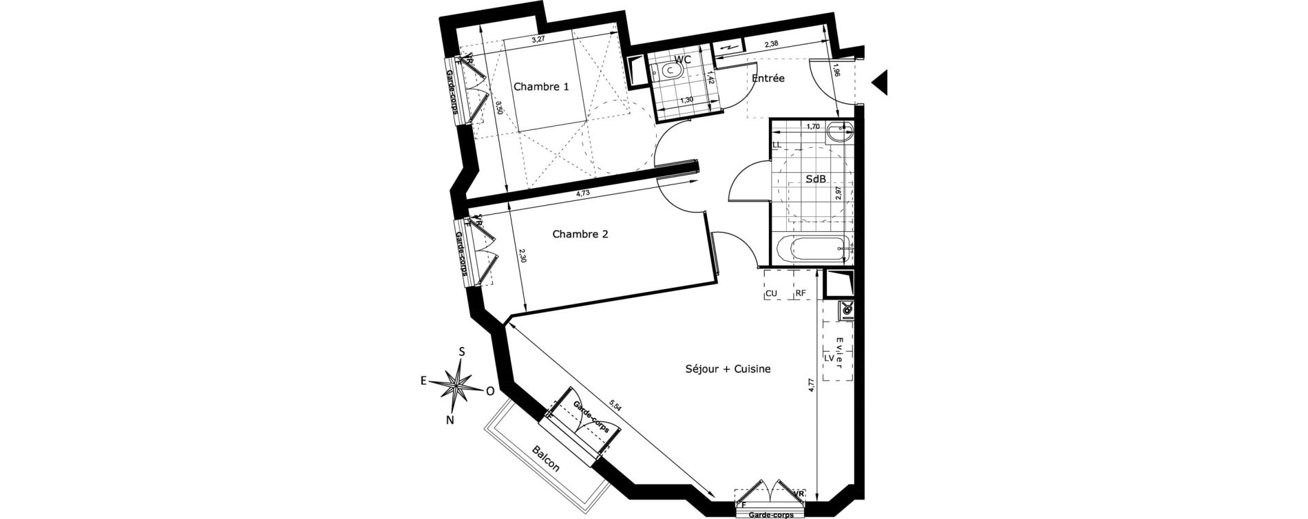 Appartement T3 de 64,76 m2 au Blanc-Mesnil Centre